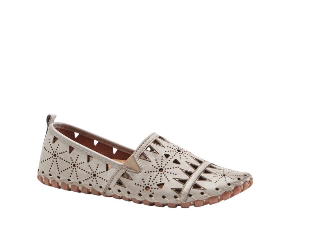 Spring Step Fusaro Leather Cutout Slip On Comfort Flats Bohemian gray EUR 40 8.5